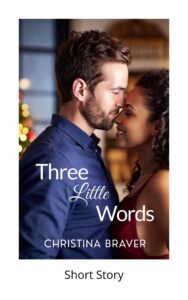 Three Little Words short story book cover with interracial couple embracing